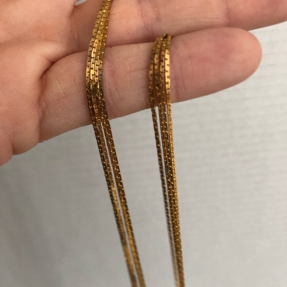 Vtg Herringbone Chain Gold Rhinestone Necklace - Picture 9 of 10
